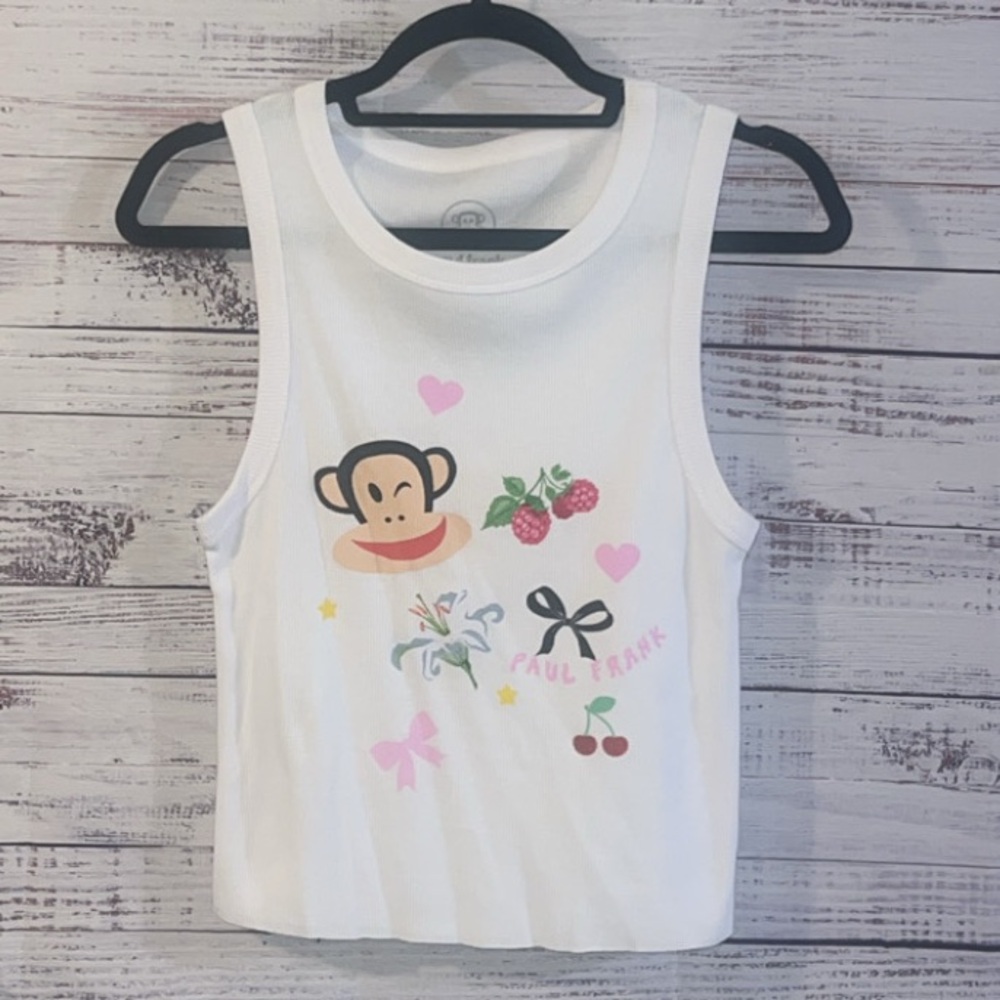 Paul Frank Icon Graphic Raw Hem Cropped Tank Top